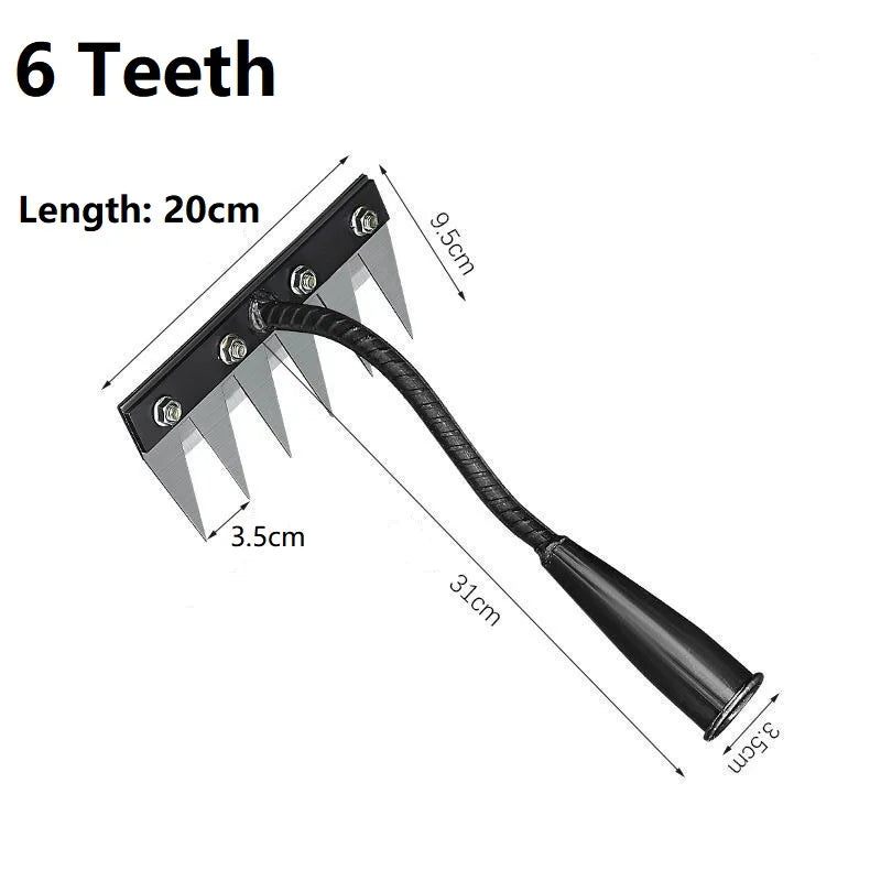 Multi-Tooth Metal Weeding Rake - Choose 5, 6, 7, or 8 Teeth