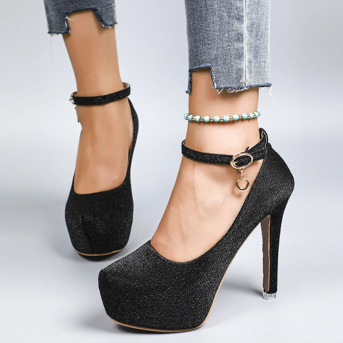 Platform Stiletto Heels for Women — Ankle-Buckle Strap Dress Shoes, Plus Size