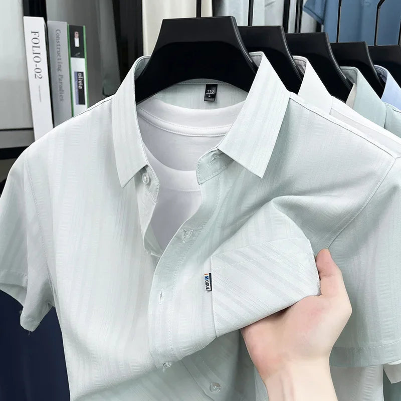 Men's Short-Sleeve Shirt - Loose Fit Button-Front, Chest Pocket