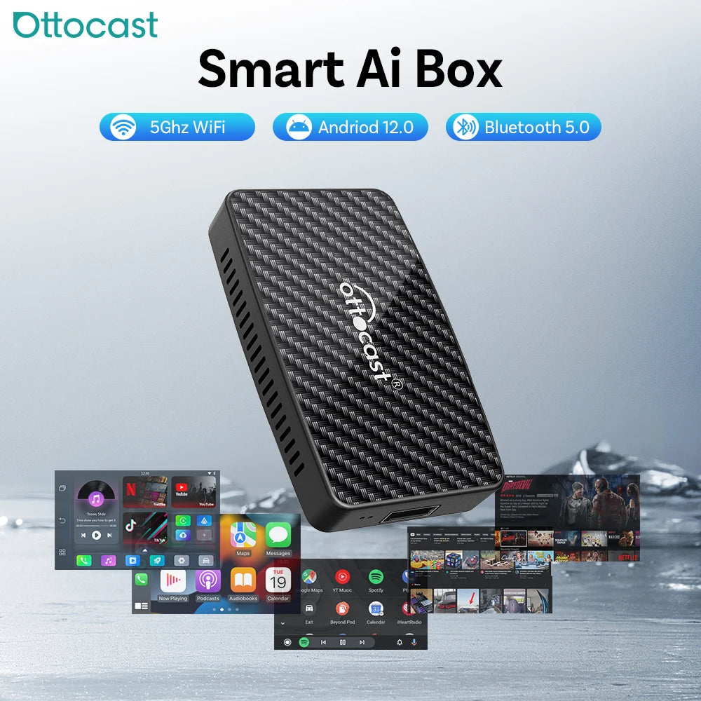 Ottocast Play2Video PRO Ai Box Carplay Android Auto Adapter 2026 New Video Box for Youtube Netflix IPTV Applicable 98% Car