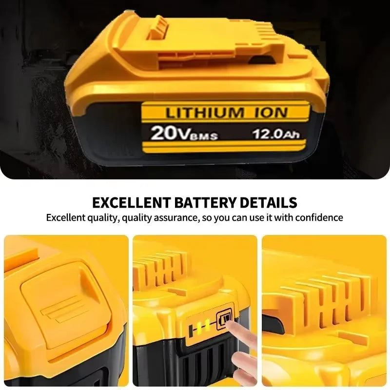 For DeWal Original 20V 12.0Ah MAX Battery Power Tool Replacement For DeWalt DCB184 DCB182 DCB200 20V 6A 18Volt 20v Battery.