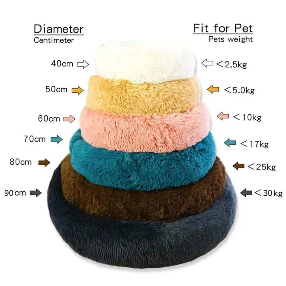 Round Plush Dog Bed - Warm Tie-Dye Nest Bed, 70-90cm - photo 6