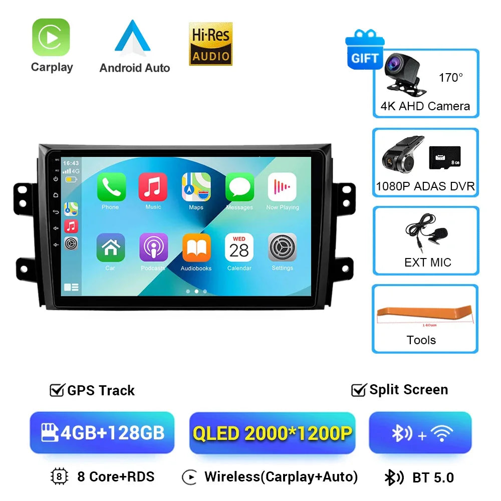 Android 16 Car Radio 4G+WIFI Carplay For Suzuki SX4 2006-2013 For Fiat Sedici 2005-2014 Car Multimedia GPS 2din autoradio