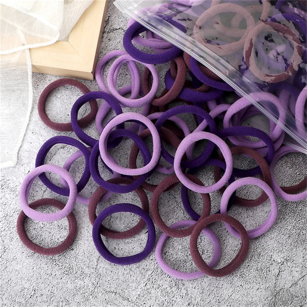 50pcs Black Elastic Hair Band Leagues Ties Colets Scrunchies Springs Gum Accessory For Girl Women No Damage Pigtails Holder Set