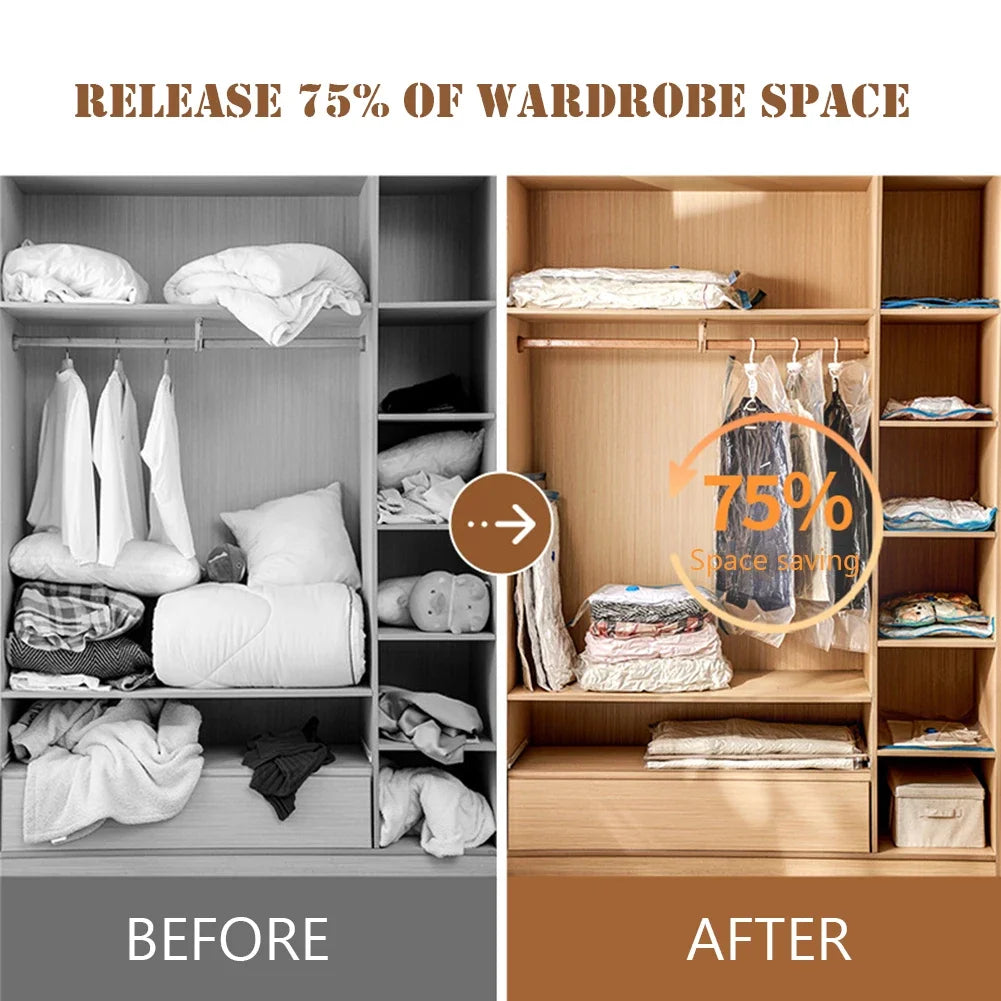 Vacuum Bag With Valve & Pump for Clothes Storing Large Plastic Compression Empty Bag Travel Accessories Storage Contain