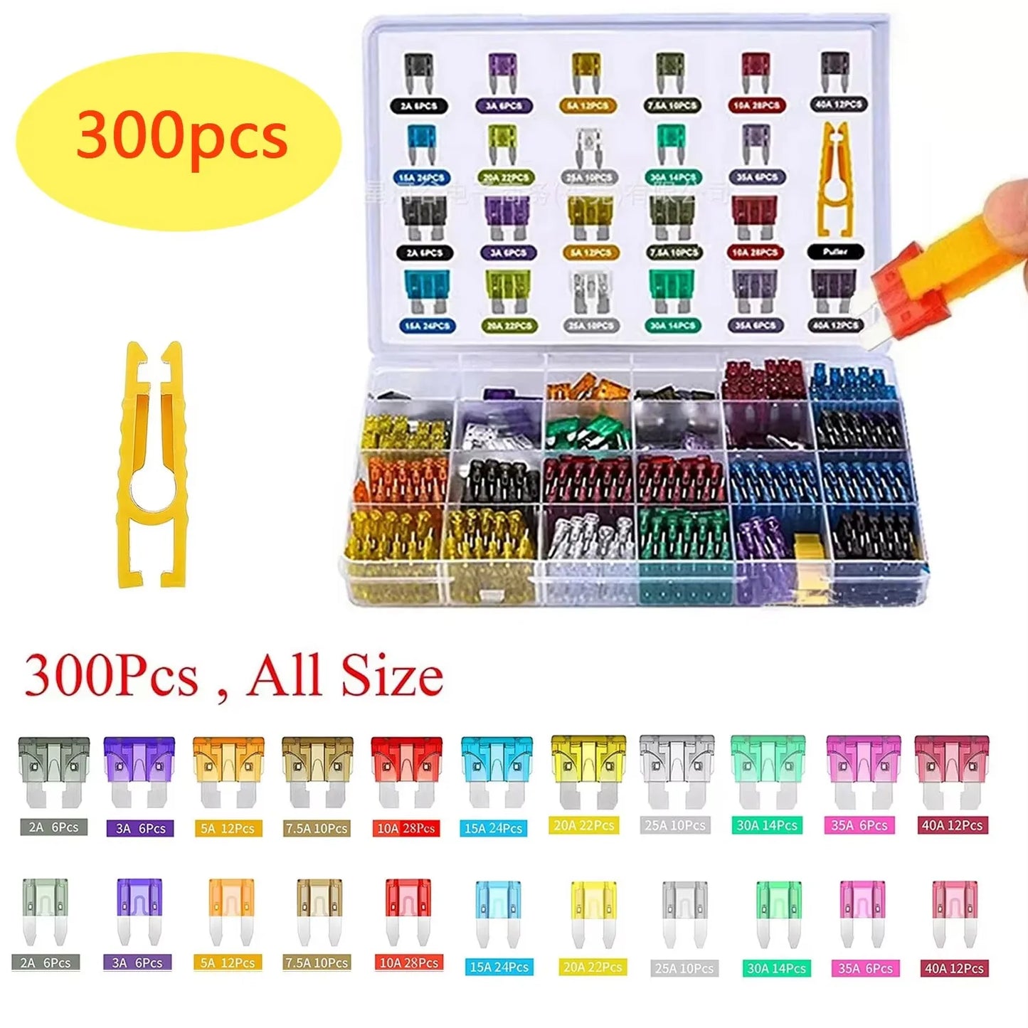 Standard Blade Fuse Assortment Kit - 2A to 35A Varieties