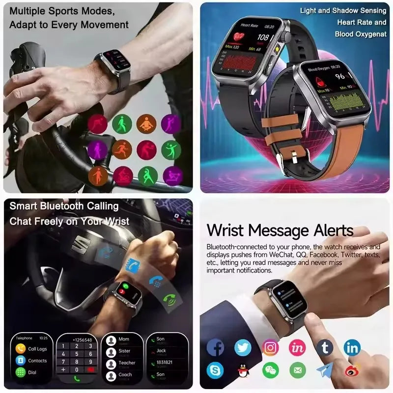 2026 AI-GPT ECG Health Smartwatch – Blood Pressure, Lipid, Uric Acid & 650nm Dual-Probe Laser | Men & Women