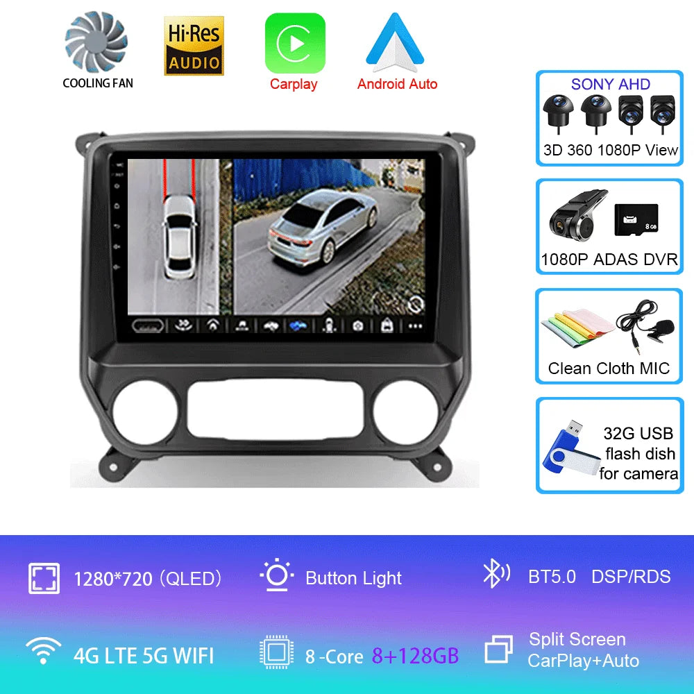 2K Android Car Stereo with CarPlay & Android Auto — Chevrolet Silverado (2014–2018)