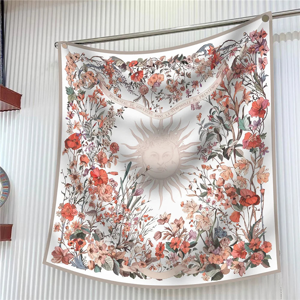 90cm Elegant Floral Silk Scarf for Women - Versatile Fashion Accessory