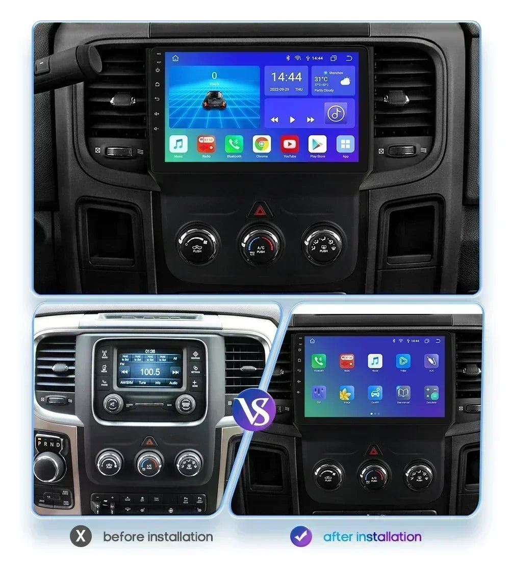 Hizpo 9" Android Car Radio for Dodge Ram 1500/2500/3500 2013-2018 (Manual AC)