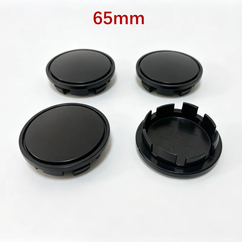 Blank Wheel Centre Caps (4-Pack) — Universal Hub Covers, No Logo, 48mm–68mm, Black/Chrome/Silver