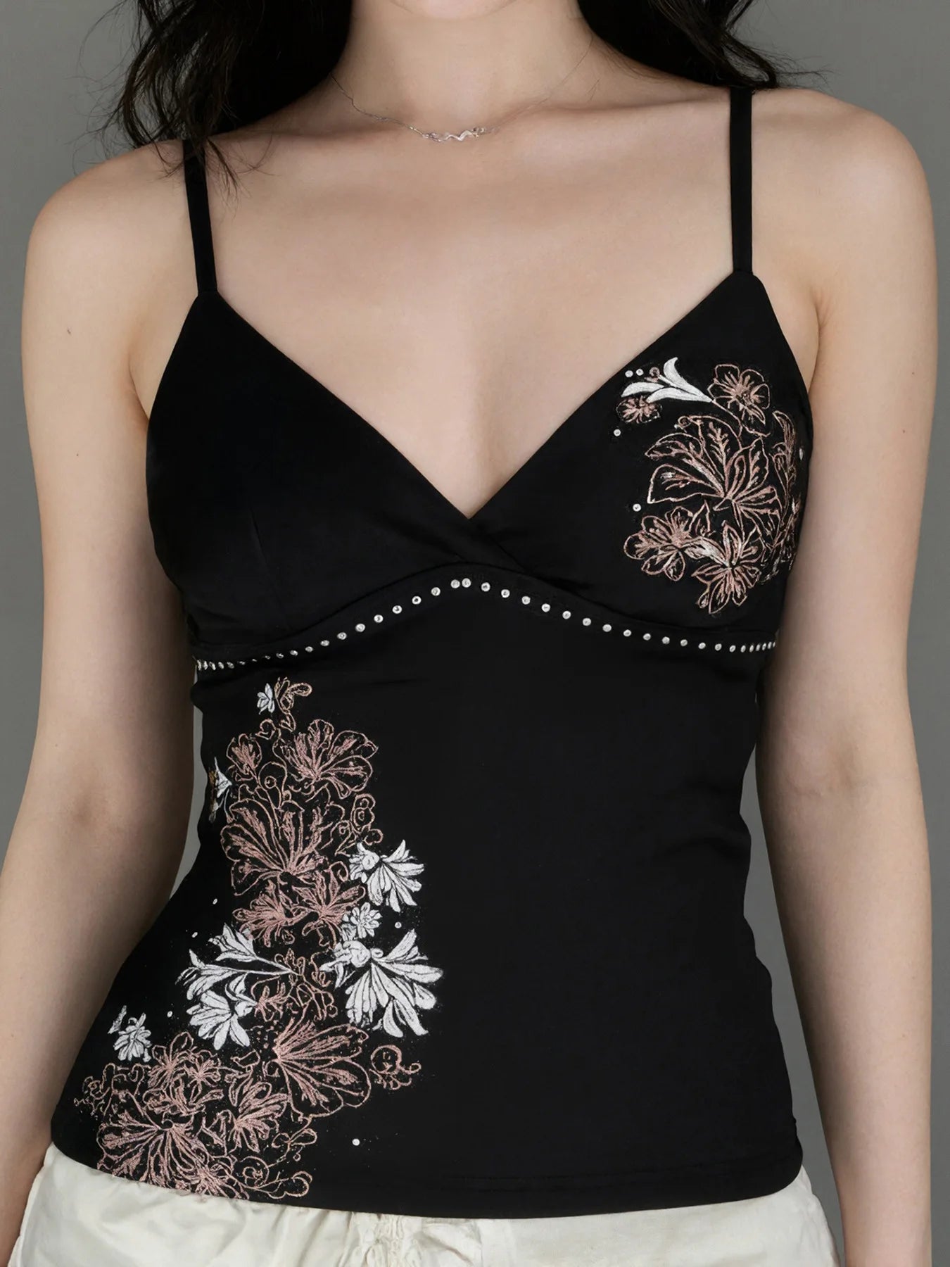 New style elegant style slim fit slimming floral retro printed chest strap cross-border sleeveless vest