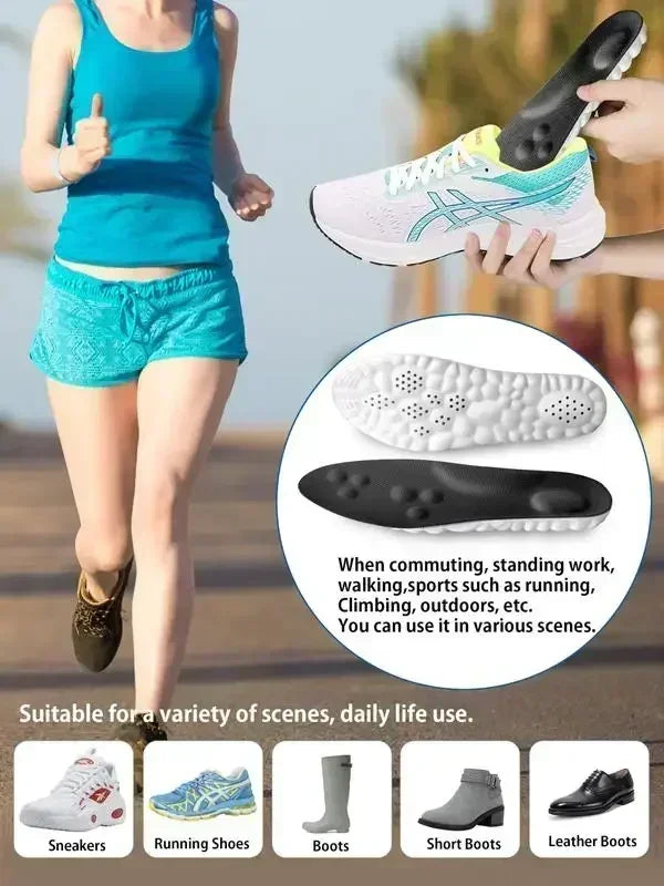 4D Cloud Air Cushion Insoles – Memory Foam + Acupressure Massage | Sweat-Absorbent Comfort Insoles