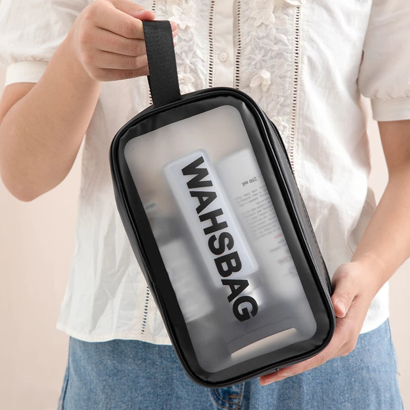 Large Capacity Makeup Bag Transparent PVC Waterproof Travel Toiletry Bag Cosmetics Organizer Storage Tote Clear 3Pcs Wash Bags