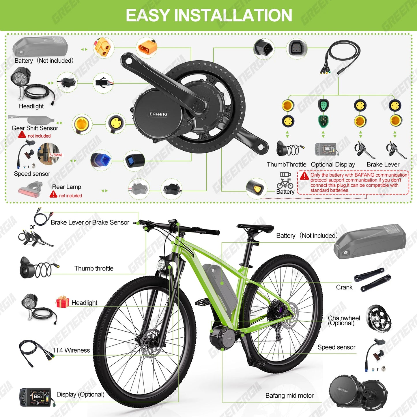 Bafang 750W 48V Motor Kit Complete Set Electric Bike Middle Drive 8fun BBS02 BBS02B eBike Conversion Kit Central Bicycle Engine