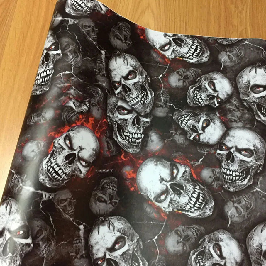 Skull Graffiti Stickerbomb Car Wrap — Vinyl Film, Air-Release