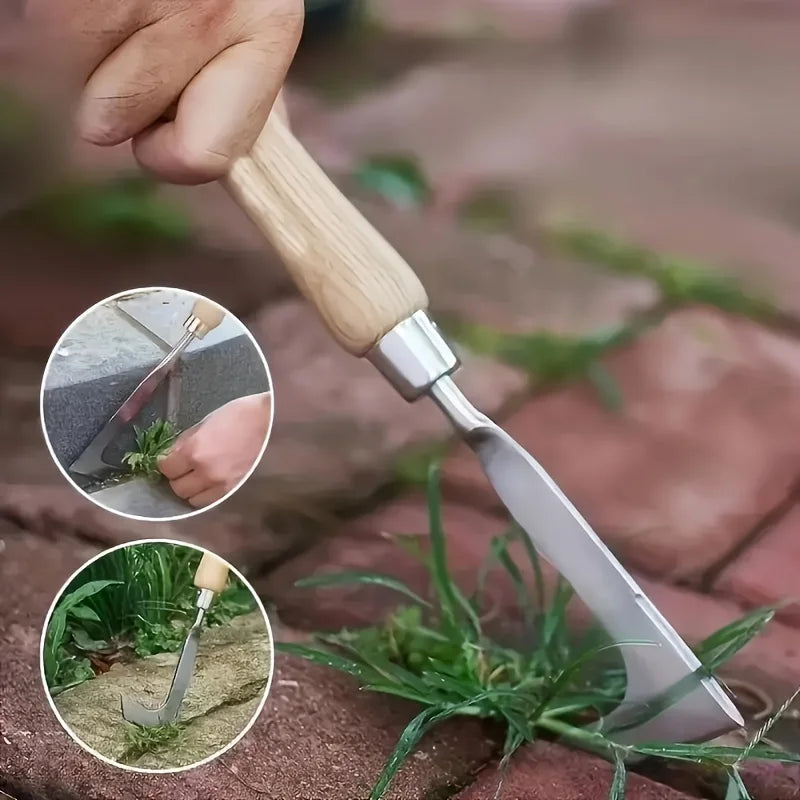 Stainless Steel Garden Weeder Knife, Wooden Handle Hand Weeding Tool for Lawn, Vegetable Garden & Plant Care, Summer Gardening A