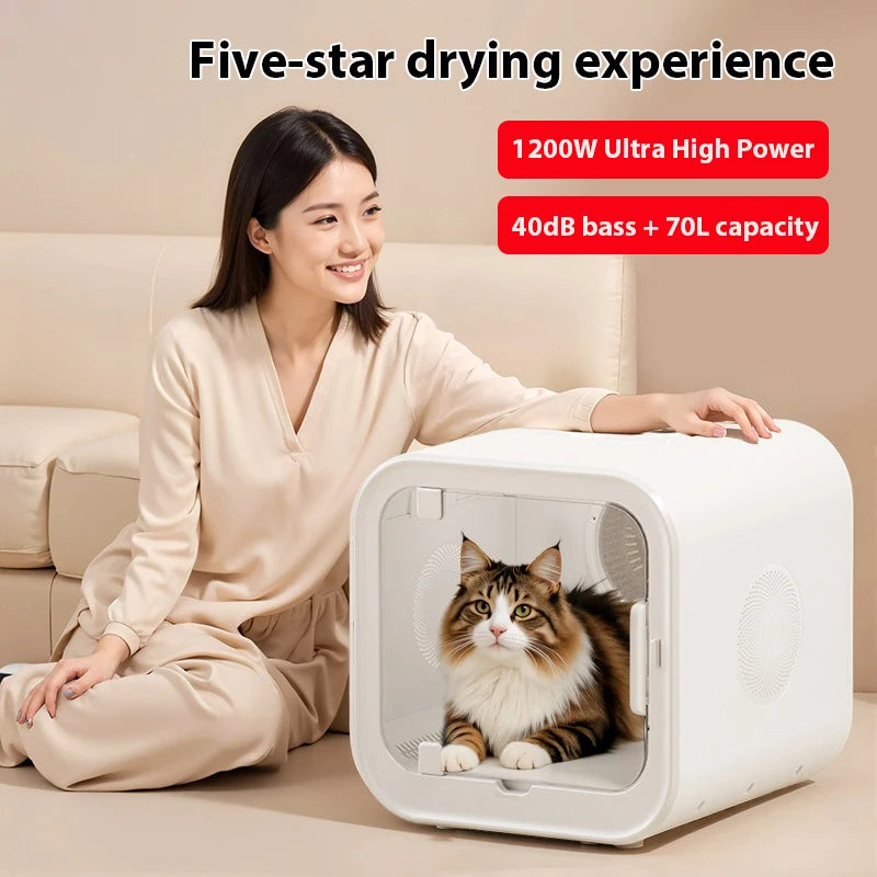 Ultra Quiet Pet Dryer Box – Portable Low-Noise Cat & Dog Grooming Hair Dryer Machine | Large Capacity | US/EU/UK/AU Plug