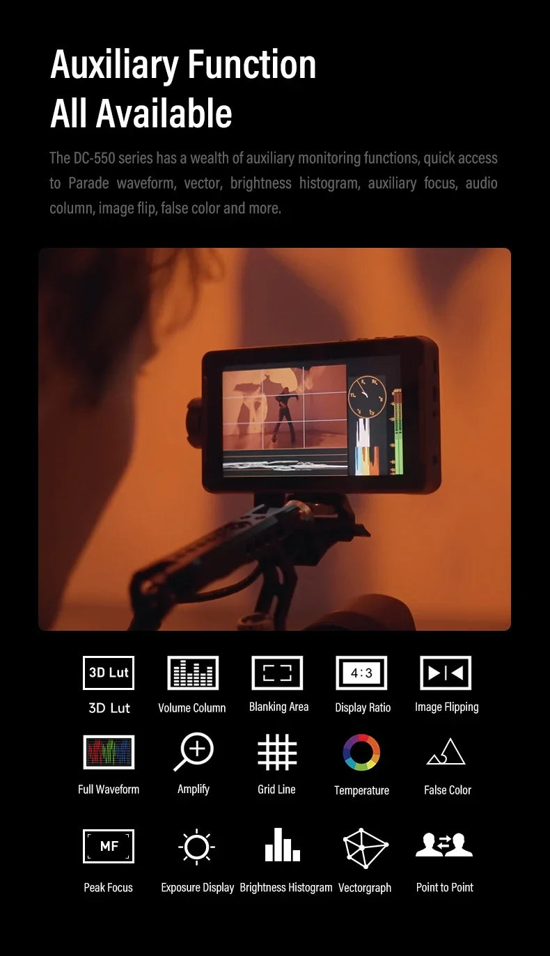 VILTROX DC-550/DC-550PRO Profissional Camera Studio Monitor 5.5 Inch 4K 30Hz HDMI Touch Screen 3D LUT 1920x1080 Director Monitor