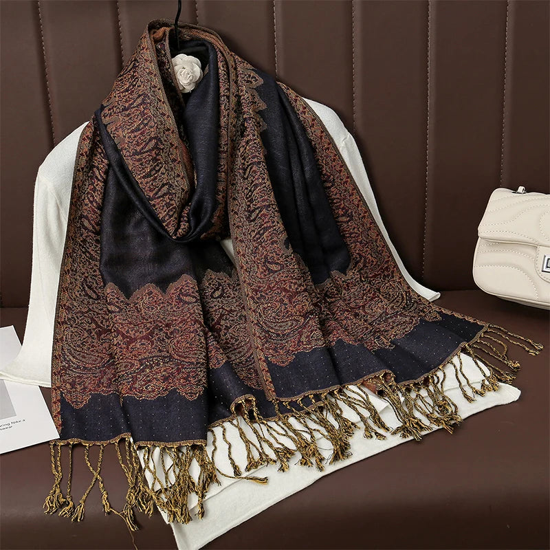 Women's Printed Pashmina Shawl, Soft Winter Scarf
