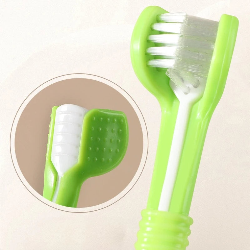 3-Head Pet Toothbrush with Scraper - Dog & Cat Oral Care – photo 2