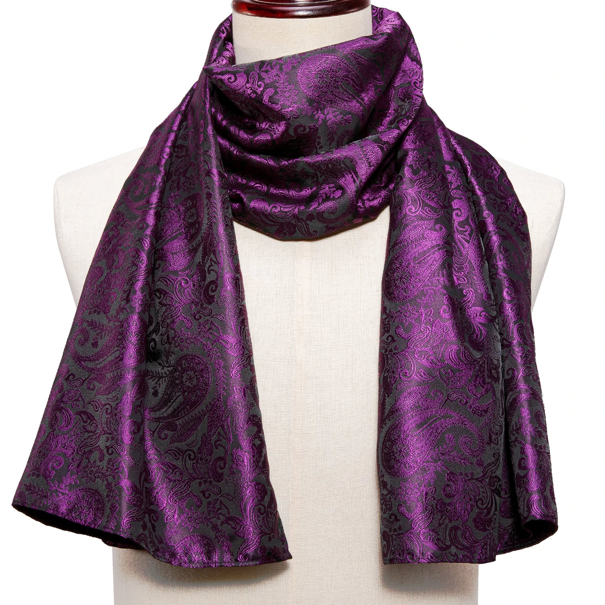 Men's Purple Paisley Long Scarf - 160cm Winter Wrap - photo 4