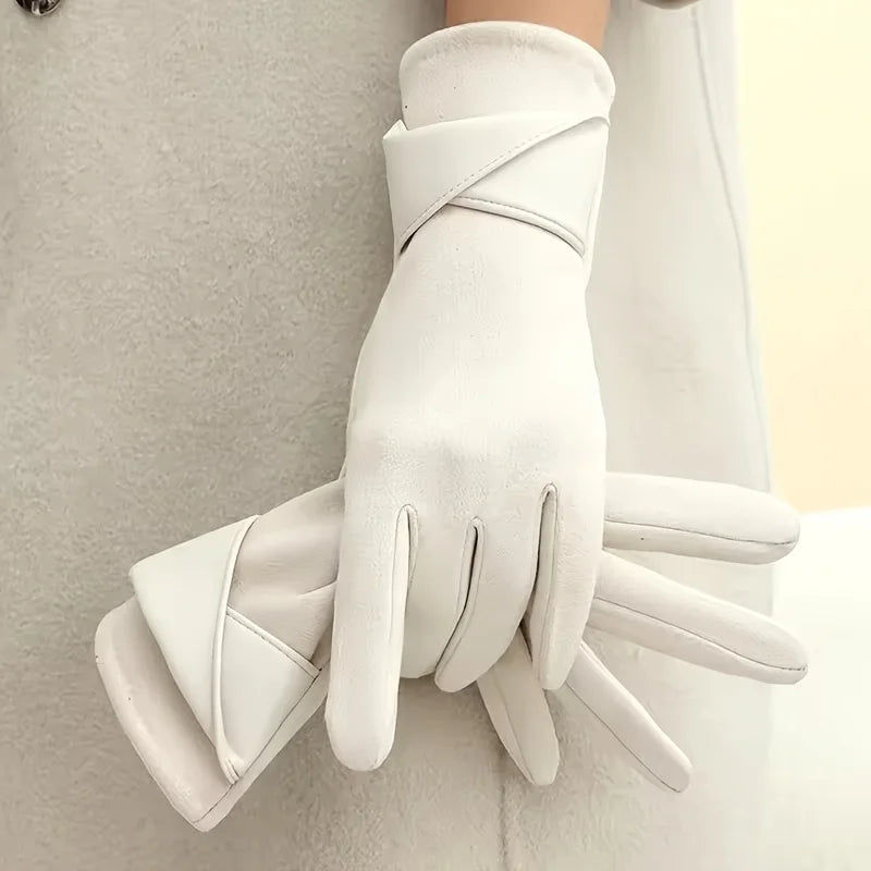 [Thermal Winter Gloves] Women's Thermal Winter Gloves - 1 Pair Elegant Brown with Beige & Grey | Soft Warm Lining