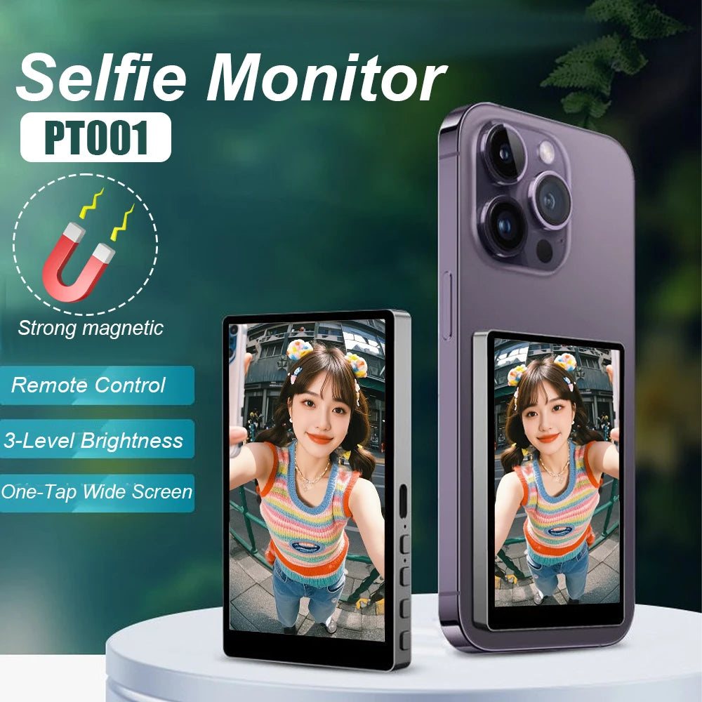 Smartphone Wireless Magnetic Monitor Screen For Smartphone Vlog Live Stream Video Recording Screen Phone Rear Camera Selfie