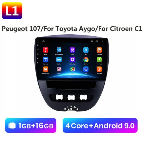 Android 10 2 Din Car Multimedia Player For Peugeot 107 Toyota Aygo Citroen C1 2005-2014 Head Unit Stereo GPS Navigation BT WIFI