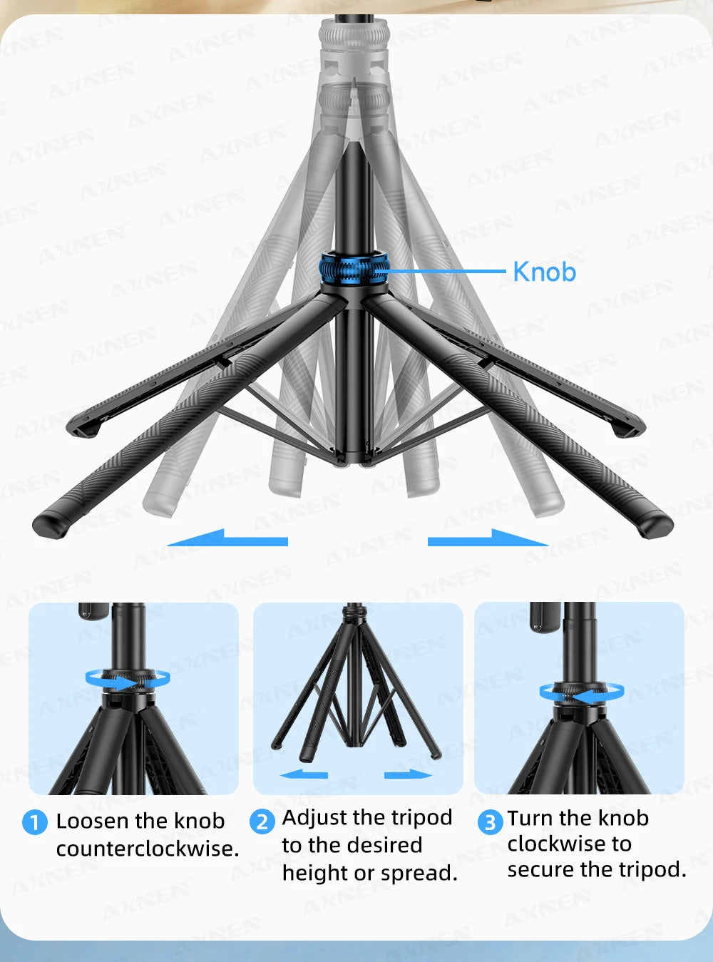 AXNEN C17 64" AI Face Tracking Selfie Stick Tripod – 360° Auto Rotation, Bluetooth Remote & Quadruped Stand