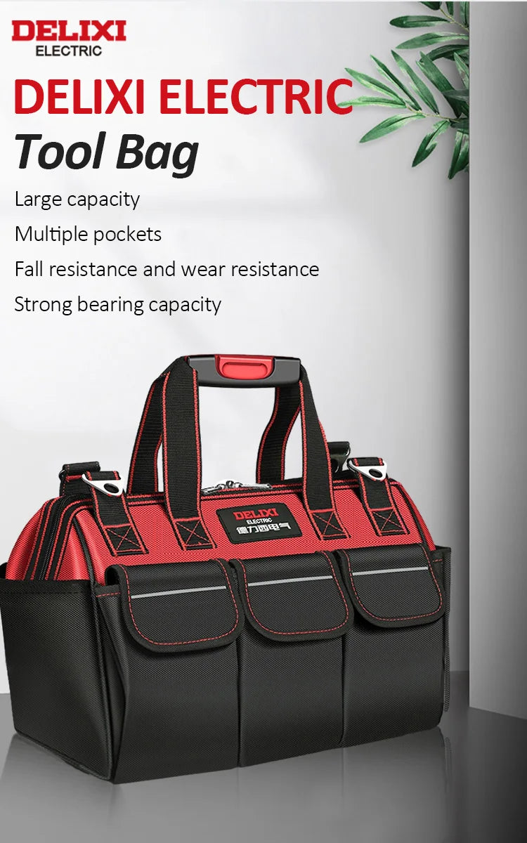 DELIXI ELECTRIC Tool Bag,Multifunctional Waterproof Storage Bags,Suitable for Electricians,Carpenters,Car Mechanics,Homeowners