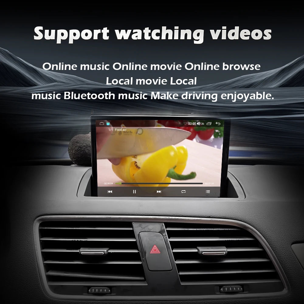 Wireless CarPlay Android 16 For Audi Q3 2011 - 2018 Car Multimedia Radio Navigation GPS WIFI Wired Auto DSP 8 inch Touch Screen