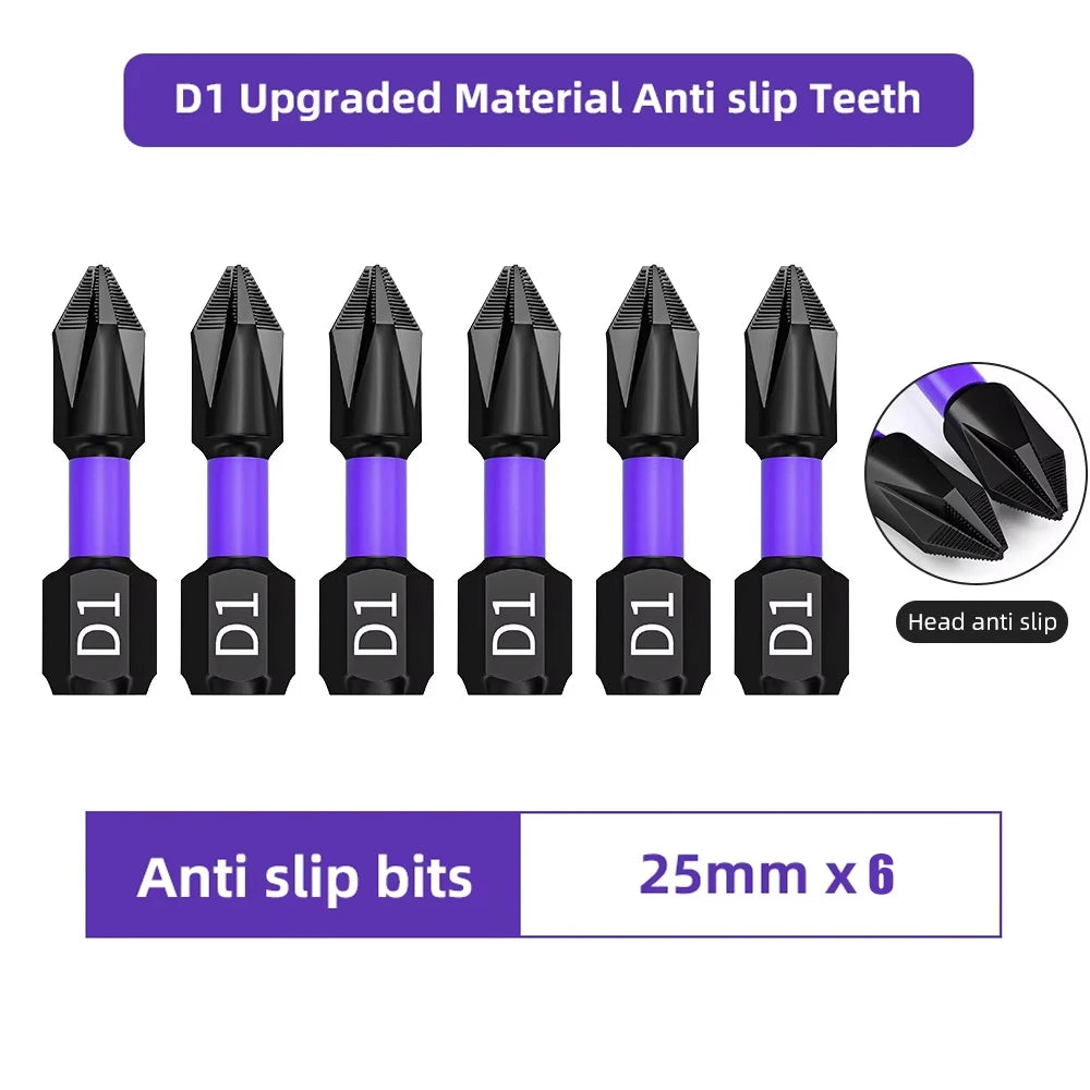 6PC Upgraded High Hardness And Strong Magnetic Bit 25/65/70/90/150mm Non-slip Cross High Hardness Electric Hand Drill Screw Set
