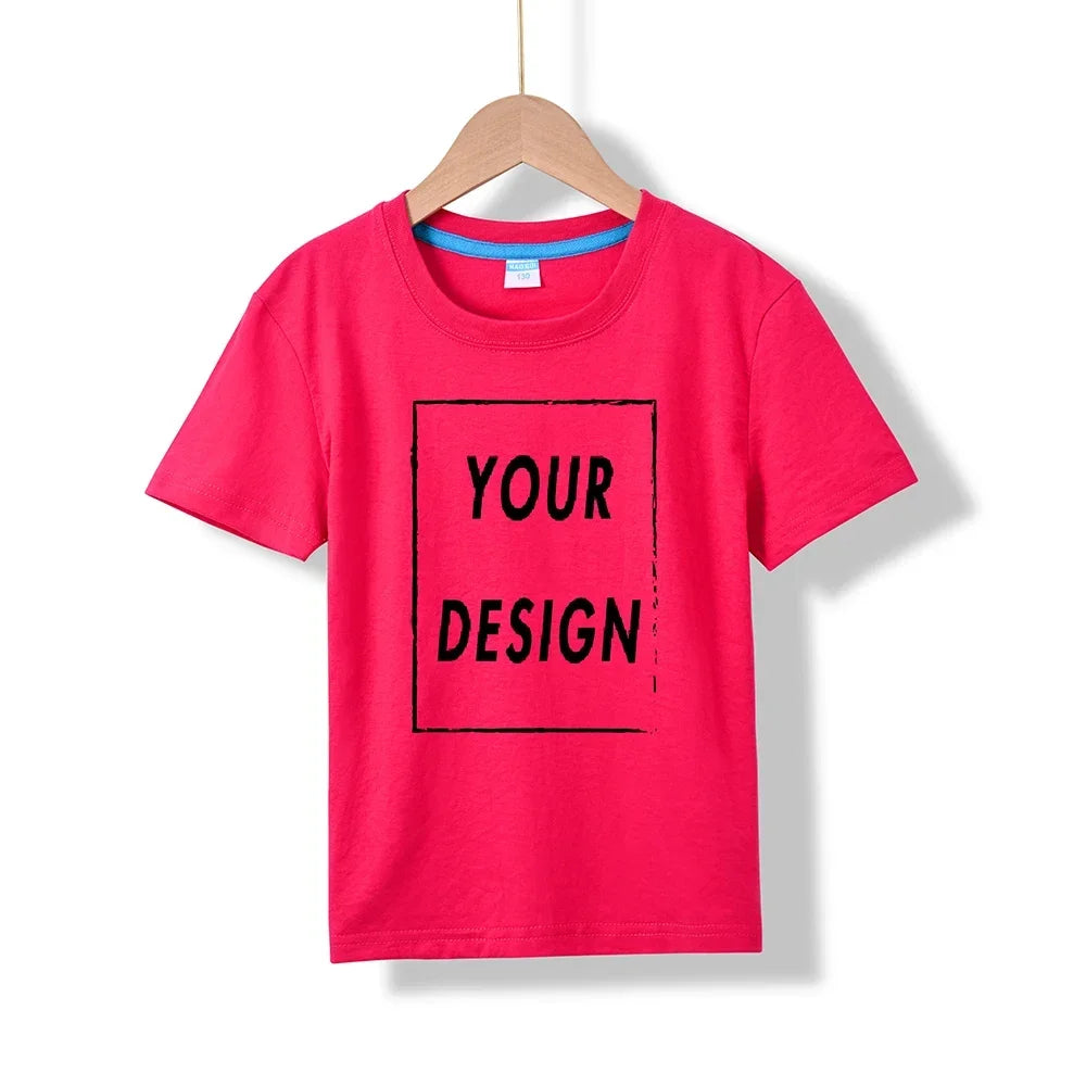 2025 Free Customized Front and Rear Logo Children's Cotton T-shirt, the Best Gift for Boys and Girls