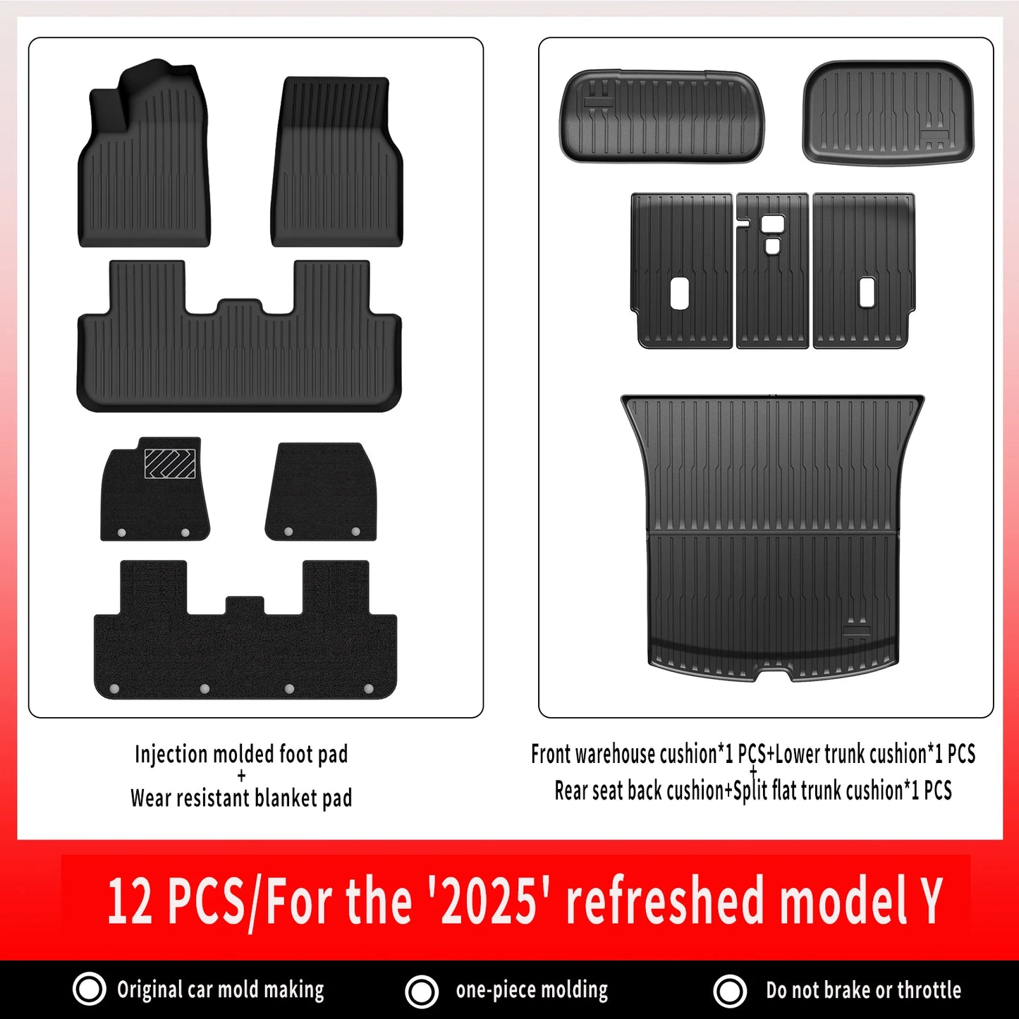 For New Tesla Model Y Launch 2026+ Juniper 2026+ TPE Floor Mats & Cargo Liner, All Weather Trunk Mats Floor Liner Backrest Mats