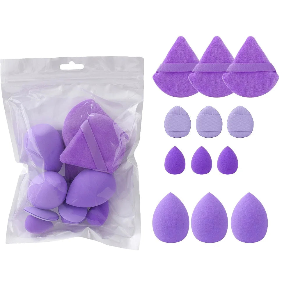 12Pcs Soft All-Purpose Makeup Sponge Set 4Types Beauty Tools Cosmetic Puff Dry Wet Dual Use Foundation Sponges Powder Puff