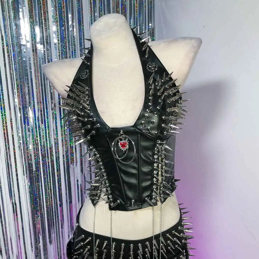 Women's Studded Y2K Grunge Tank Top — Gothic Spiked Cami