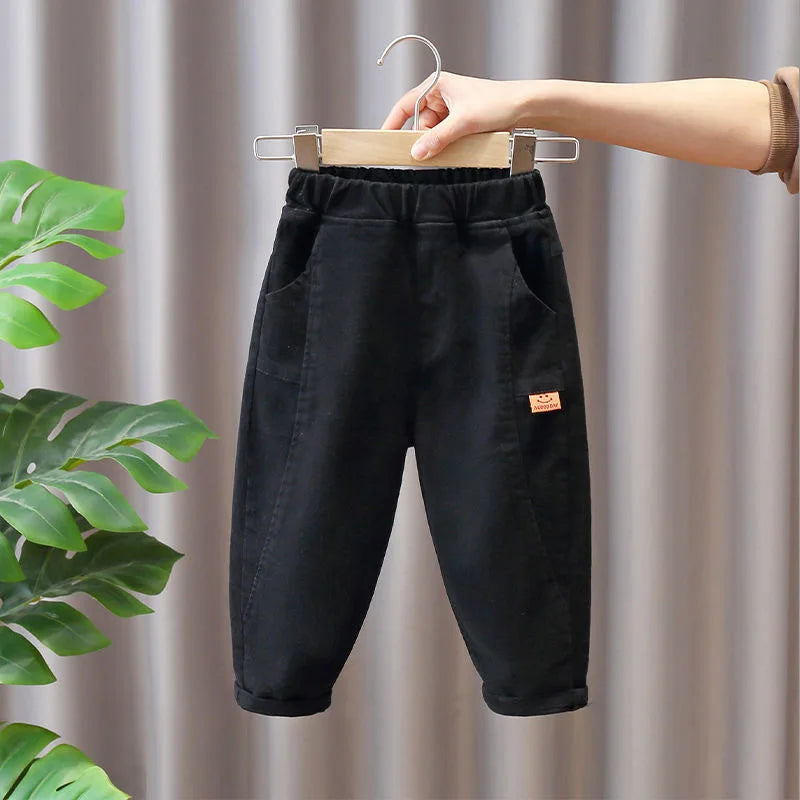 Children Clothes 2025 Spring Autumn Cargo Pants Full Length Pockets Solid Elastic Waist Cotton Casual Fashion Boys Pants 2-8T