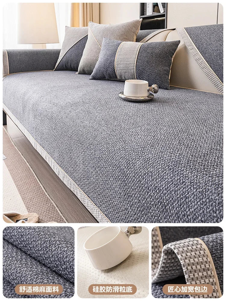 Woven Cotton and Linen Sofa Cushion for All Seasons Universal Non-slip Sofa Cover Cover New 2026 Backrest Cover Cloth Towel