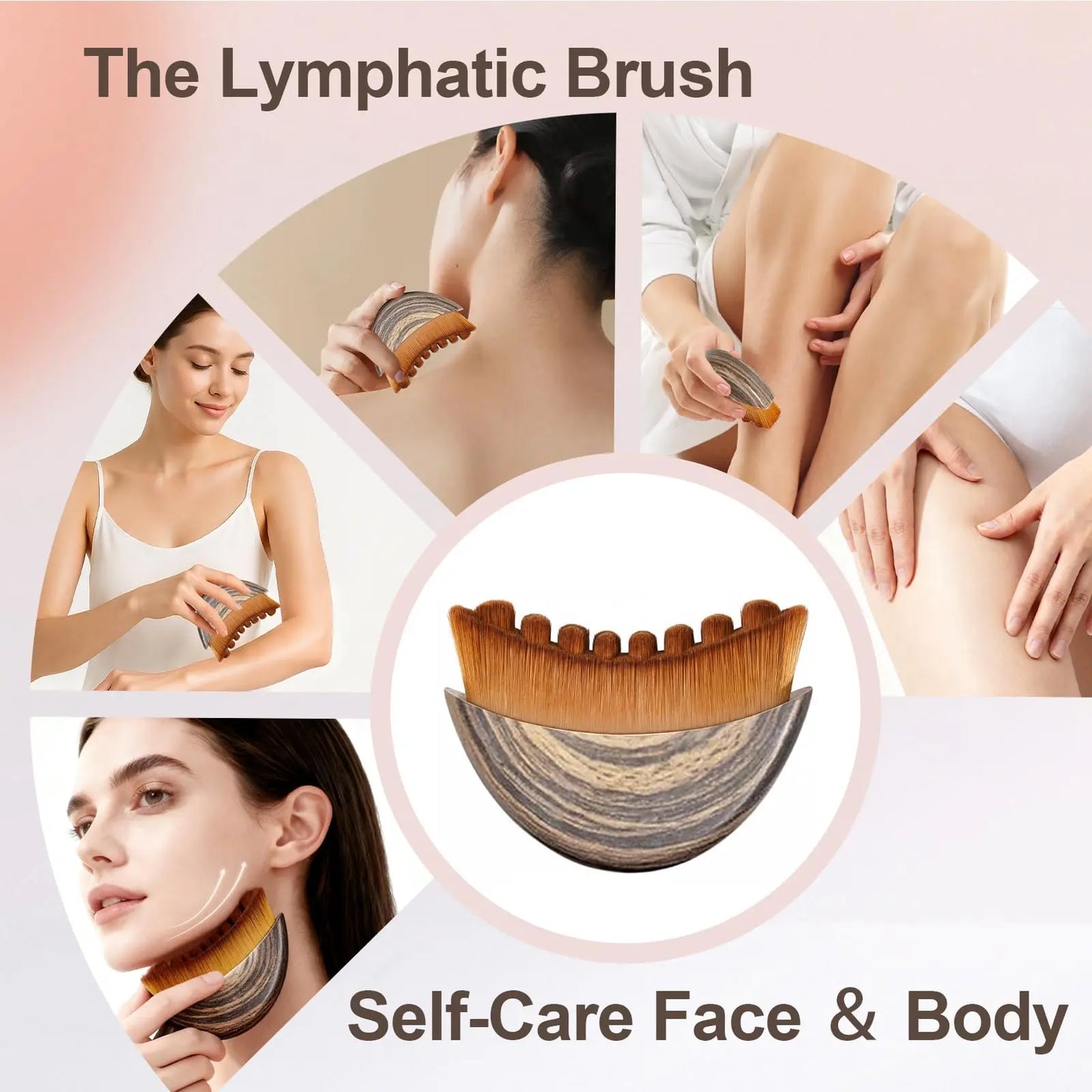 1 PCS Lymphatic Contour Face Brush with Storage Box Lymphatic Drainage Brush for Face Chin & Neck