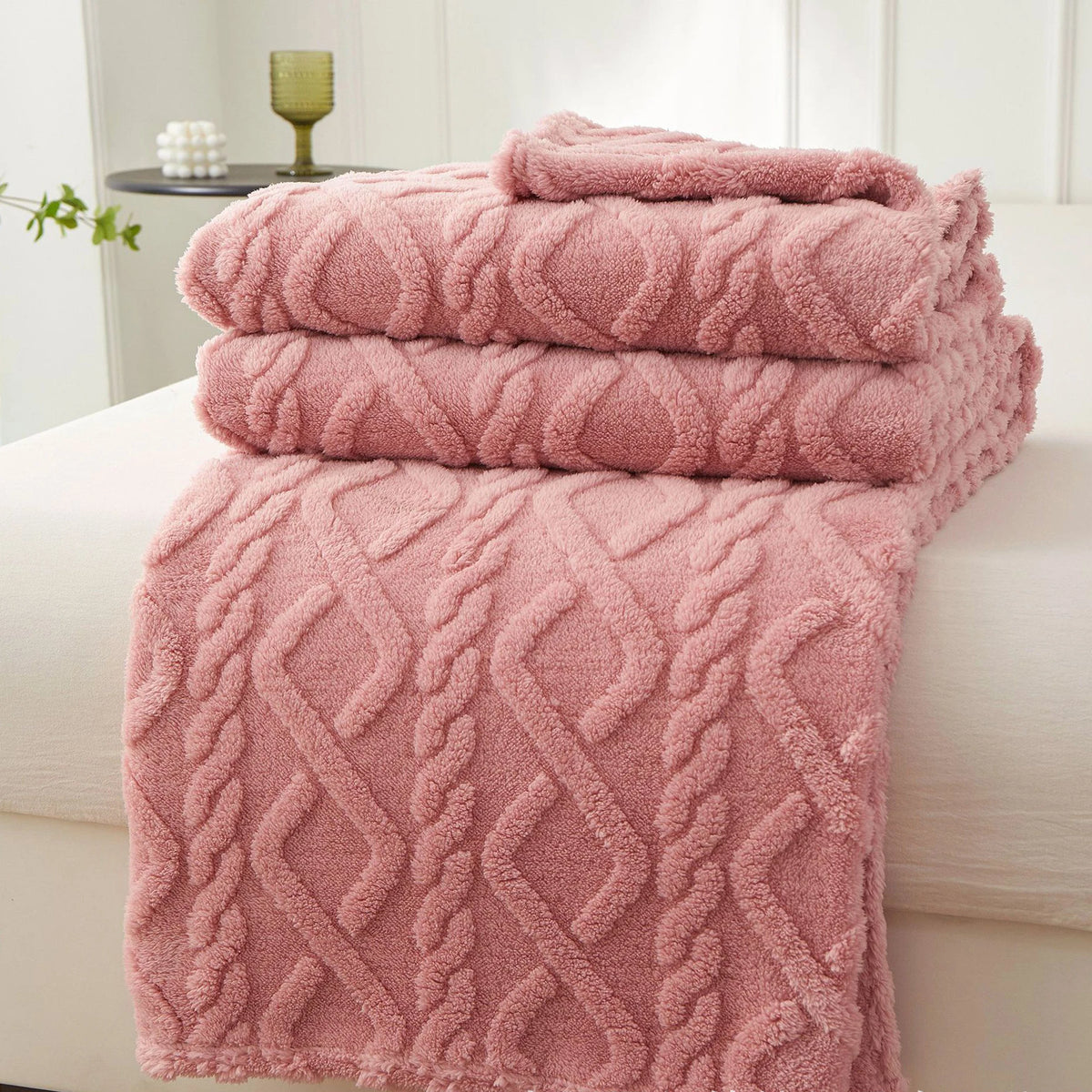 Thick Sherpa Fleece Blanket - Solid Color Winter Throw and Sofa Cover - photo 12