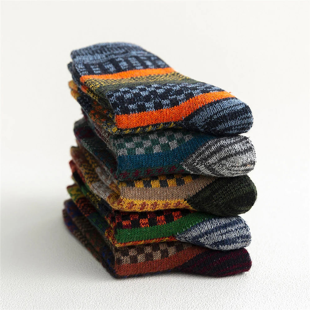 Men's Wool Blend Winter Socks, 5 Pairs