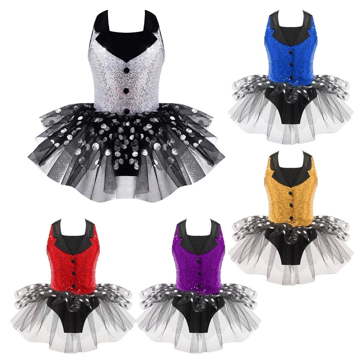 Girls sequin polka-dot ballet tutu dress