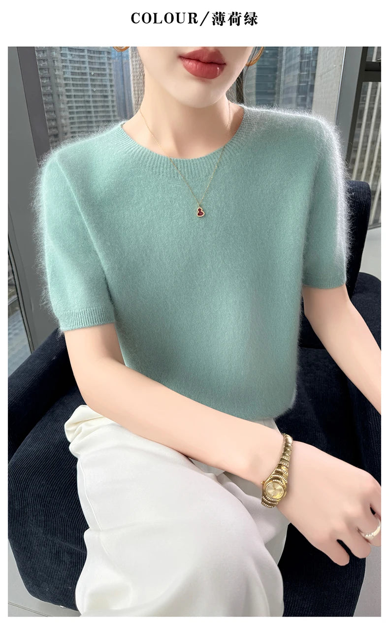Women's Short Sleeve Knit Sweater Top
