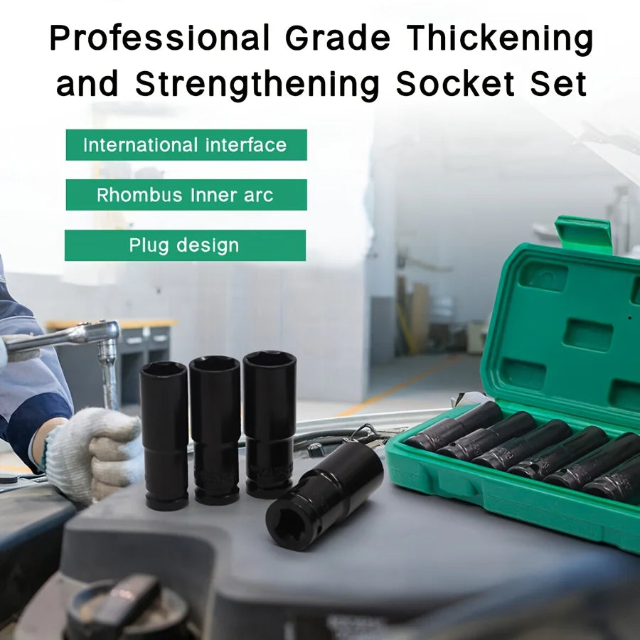 10-Piece Impact Wrench Socket Adapter Set – 8–24mm 1/2" Power Tool Sockets for Auto Repair