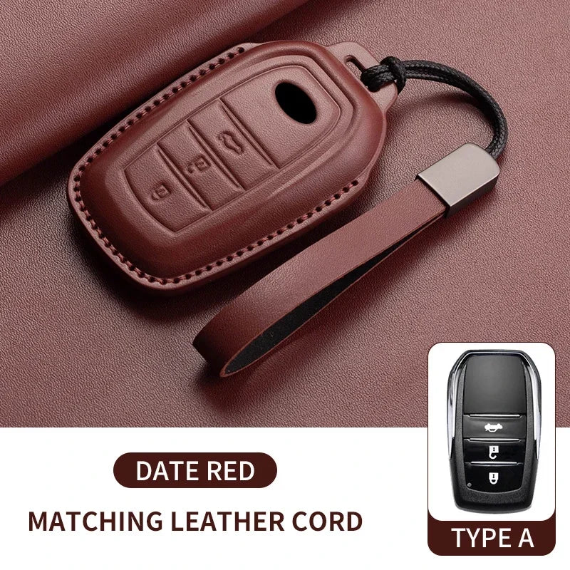 New Leather Car Remote Key Case Cover Shell For Toyota Prius Camry Corolla Avalon CHR RAV4 Land Cruiser Prado Keyless Key Fob