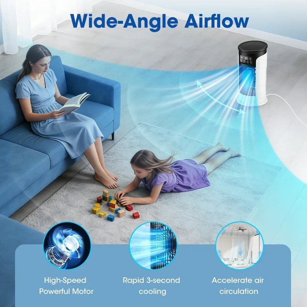 Portable Misting Air Cooler Fan – 6 Speeds, USB Desktop Cooler with LED Display & Timer
