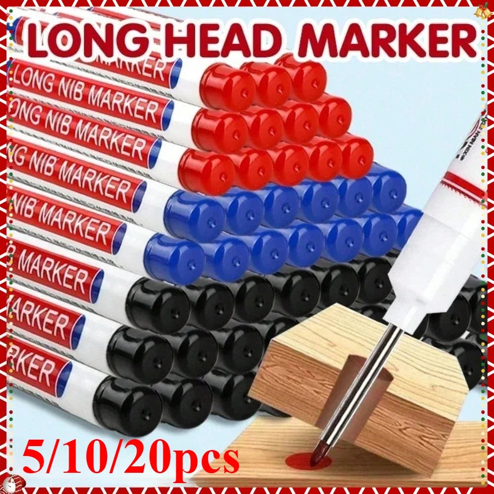 5/10/20Pcs Deep Hole Long Nib Head Markers For Metal Perforating Pen Waterproof Bathroom Woodworking Decoration Multi-Purpose