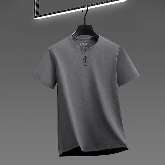 Men's Soft Henley Tee - Three-Button Detail, Short Sleeve Casual