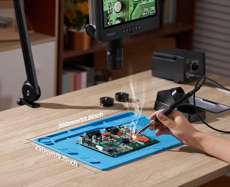 TOMLOV DM602 Digital Soldering Microscope 2000X – 10.1" Screen, 3 Lenses, 144-LED Ring Light | Coin & PCB Repair